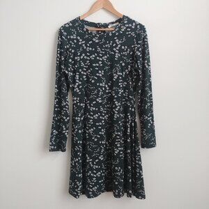 Dex soft stretchy dark forest hunter green floral ditsy dress Large